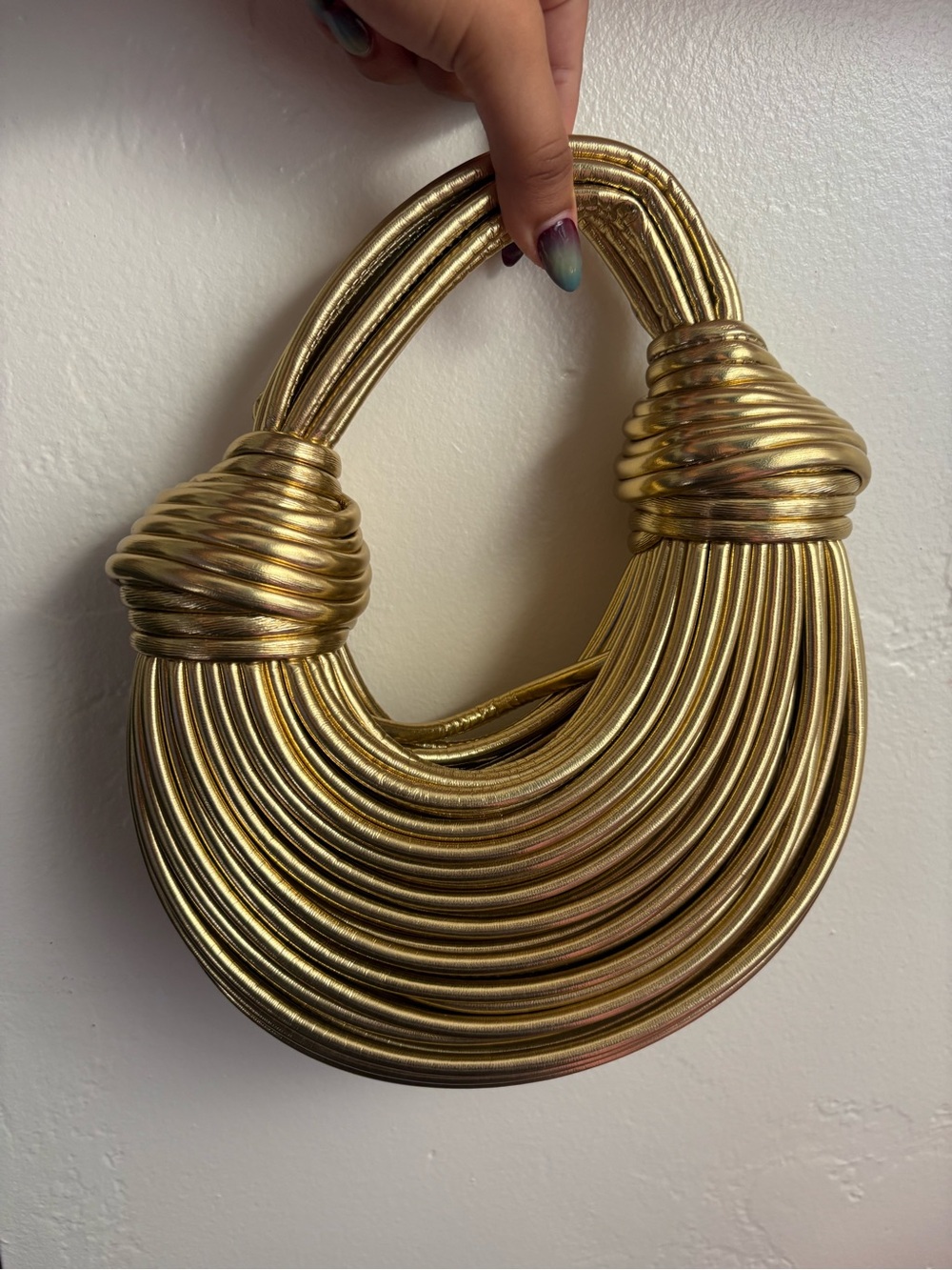 Gold Sculptural Coil Handle Women's Bag - Unbranded